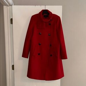 Ann Taylor Red Peacoat Wool Blend